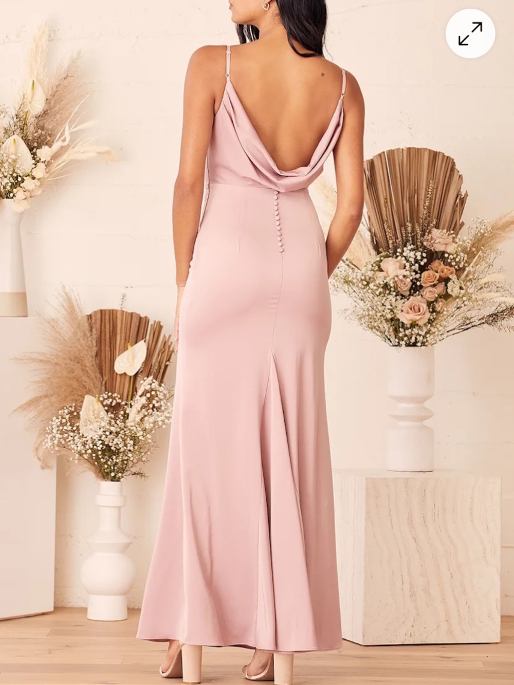 Lulu's Pink Cowl-Back Maxi Dress